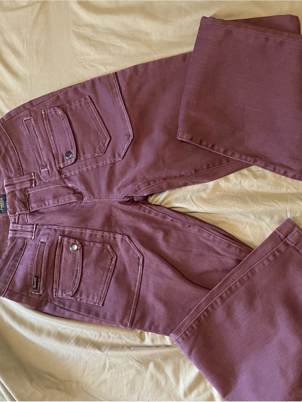 Women's Maroon Utility Jeans - FiveStar